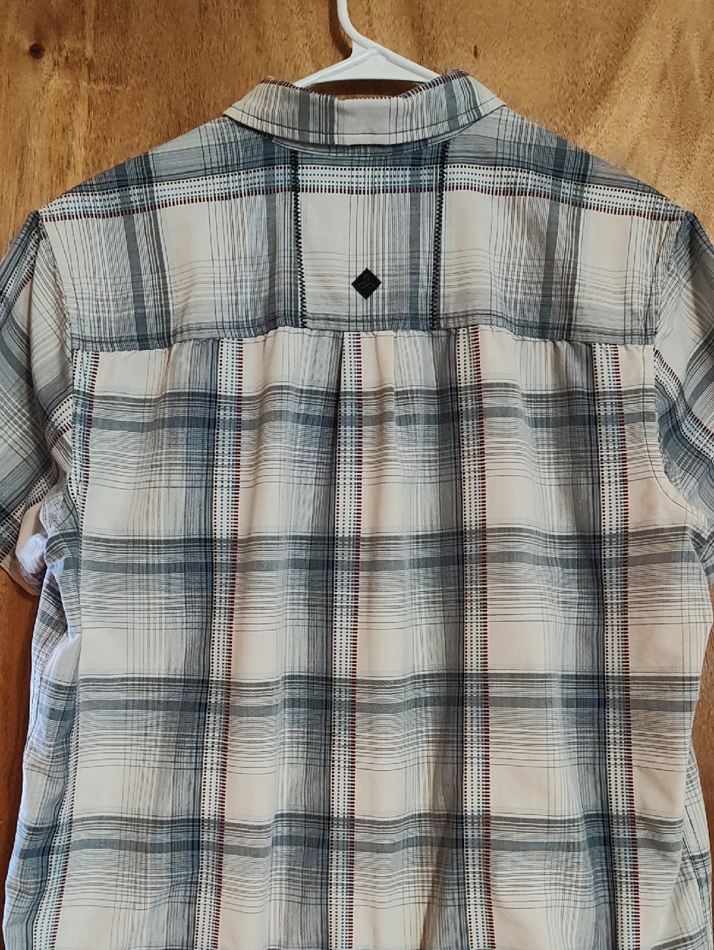 prAna Mens Tamrack Organic Cotton Blend Shirt Blue Plaid Contrast Stitch India L - Picture 9 of 14